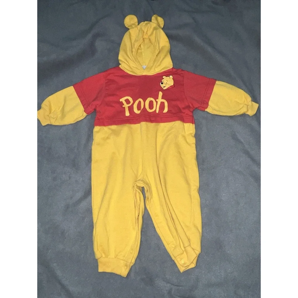 Vintage 90's Disney Winnie The Pooh Romper One Piece Coverall Halloween Costume